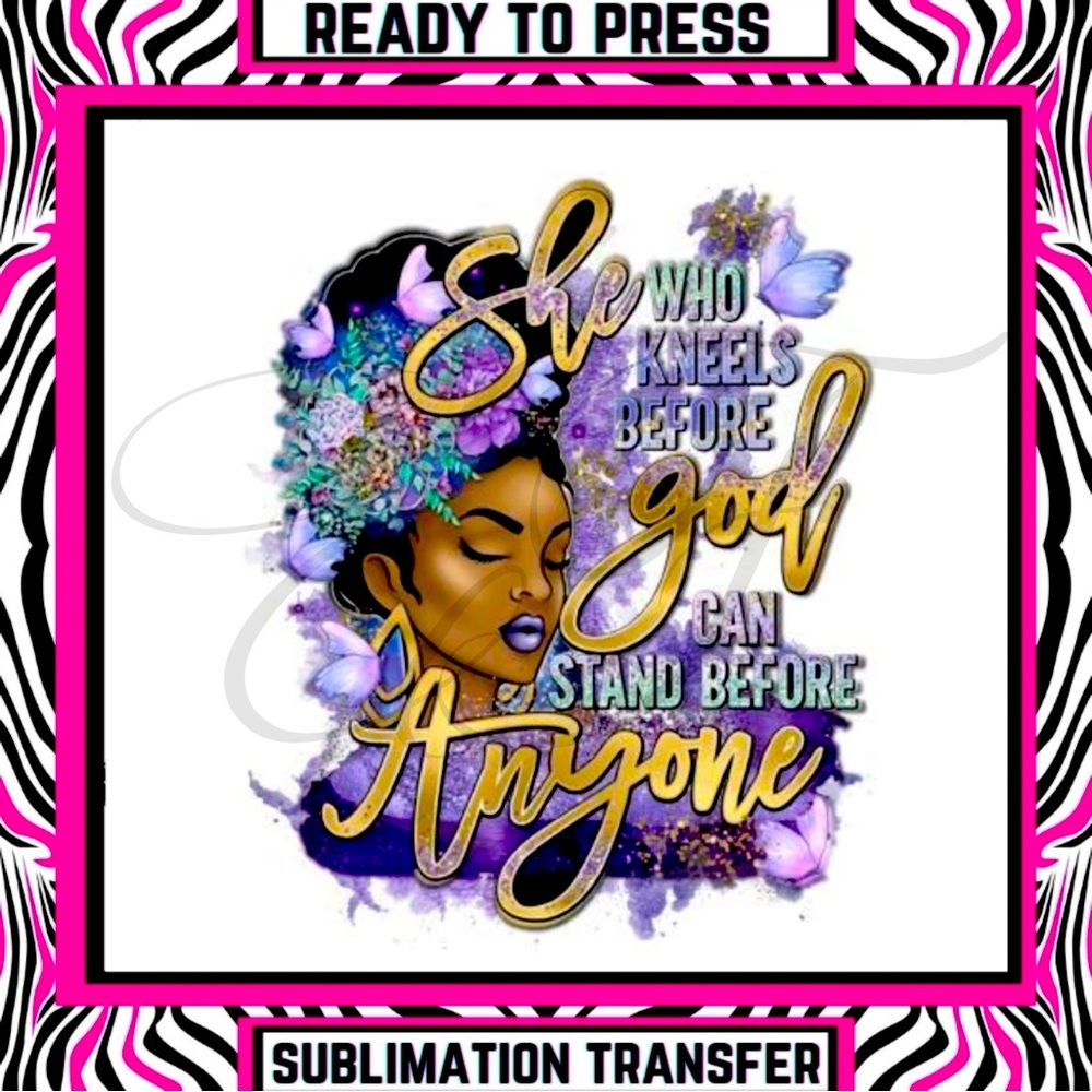 2 Sublimation Ready To Press Transfers - Christian Black Melanin Sista Transfer